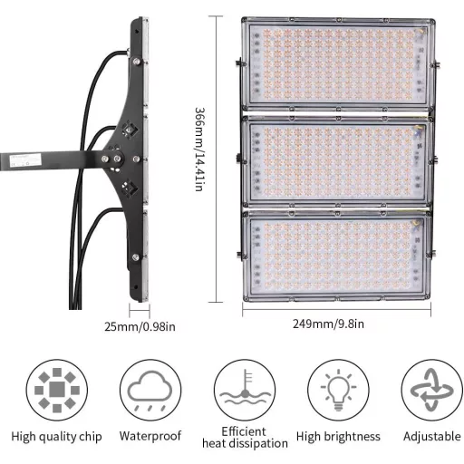 Reflector LED SOLIKU 300W 24000 lm Alb Cald Lampă de Lucru Exterior IP65 Impermeabil