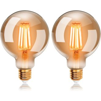   EXTRASTAR G95 E27 Bec LED Edison Vintage, 4W Alb Cald 2200K, Bec Decorativ Retro cu Filament, Înlocuitor Bec 40W, 2 buc