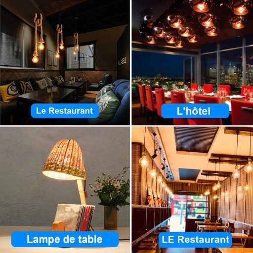 EXTRASTAR G95 E27 Vintage Edison LED Izzó, 4W Meleg Fehér 2200K, Retro Izzószálas Dekoratív Villanykörte, 40W Izzó Helyettesítő, 2 db