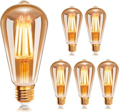 Extrastar E27 ST64 Retro Edison Izzó, 4W, 2200K Meleg Fehér, 400LM, Vintage Antik Dizájn, 35W Hagyományos Izzó Helyettesítő, 6 db-os Csomag