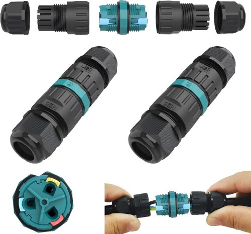 Cutie de jonctiune etanșă IP68 CTRICALVER pentru cabluri, pentru exterior - 2 buc. Distribuitor electric cu 3 poli, pentru cabluri de 0.5-2.5mm², iluminat LED