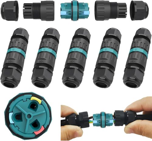Cutie de Joncțiune Cablu Impermeabilă CTRICALVER IP68 pentru Exterior - 5 buc. Conector cu Trei Puncte, pentru Cabluri de 0,5-2,5mm², pentru Grădină, Iluminare LED