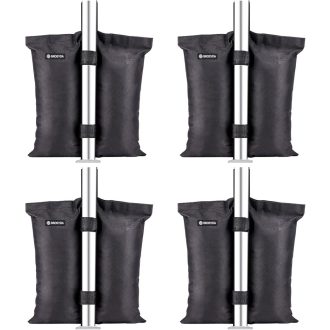   BROSYDA 4 darabos homokzsák szett sátor rögzítéshez, 25 kg-os súlyozott lábzsák, fekete