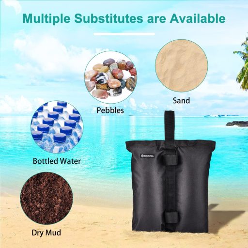 Set de 4 saci de nisip BROSYDA pentru fixarea cortului, greutate 25 kg per sac, negru