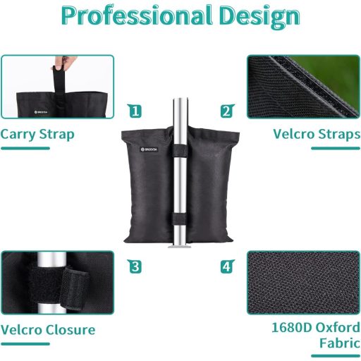 Set de 4 saci de nisip BROSYDA pentru fixarea cortului, greutate 25 kg per sac, negru