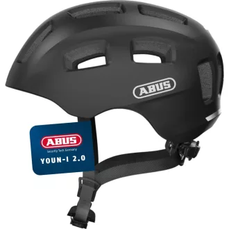   Cască de ciclism pentru copii ABUS Youn-I 2.0 cu lumină pentru băieți și fete - S (48 - 54 cm), Negru (velvet black)