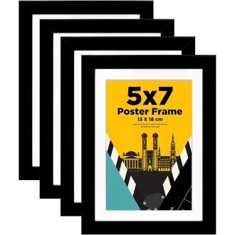   Egofine fekete képkeret szett 13x18 cm, 4 db üvegezett fa fotókeret, 10x15 cm-es képekhez