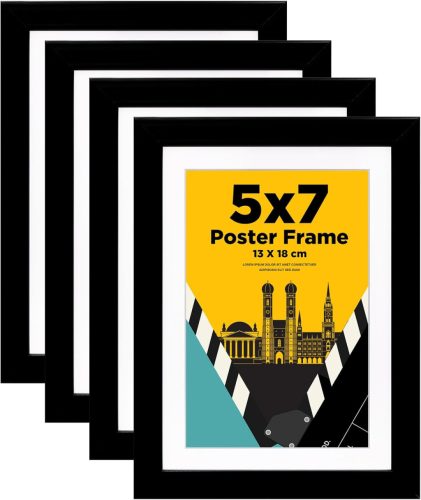 Set rame foto Egofine negre, 13x18 cm, 4 bucăți, rame foto din lemn cu sticlă, pentru fotografii de 10x15 cm.
