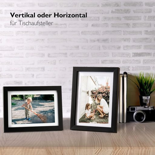 Egofine fekete képkeret szett 13x18 cm, 4 db üvegezett fa fotókeret, 10x15 cm-es képekhez