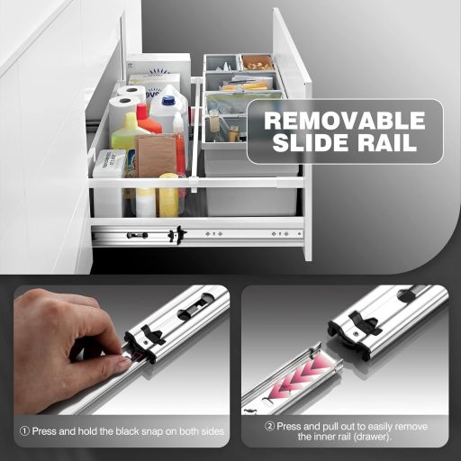 Ghidaje cu bile SHUHANG pentru sertare, capacitate 120 kg - Sistem industrial cu extracție completă 300-1000 mm - Montare laterală, 1 pereche