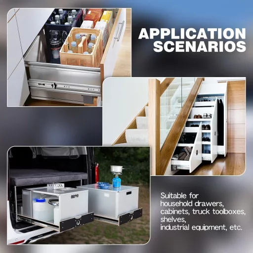 SHUHANG Guľôčkové výsuvy do zásuviek s nosnosťou 120 kg - plnovýsuvný priemyselný systém koľajníc 300-1000 mm - bočná montáž zásuvkového kovania 1 pár