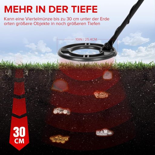 HOOMYA 30cm Professzionális Fémkereső Vízálló Tekerccsel és Pontosítási Funkcióval