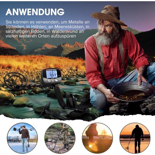 HOOMYA 30cm Professzionális Fémkereső Vízálló Tekerccsel és Pontosítási Funkcióval