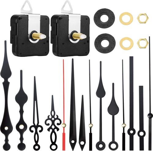 Mudder Kit Mecanism Ceas cu Cuplu Mare - 2 buc. Mecanism cu Ax Lung, 5 Perechi de Ace, Piese de Schimb pentru Ceas (16 mm / 0,63 inch)