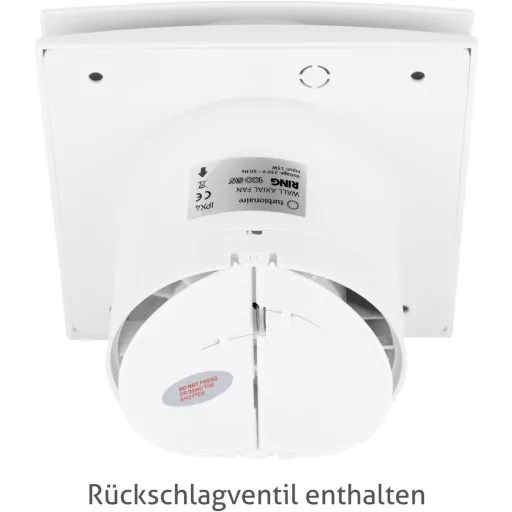 Turbionaire RING 100 SW fürdőszobai ventilátor 100mm fehér visszacsapó szeleppel