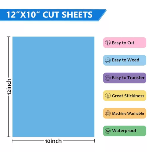 NANAPLUMS Textil Hőtranszfer Fólia Szett - 30 db A4 Vasalható Vinyl Fólia 18 Színben - Pólóra, Textilre, Ruhára - Mosható, Tartós
