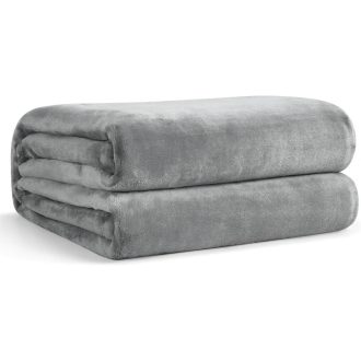   Flísová deka EHEYCIGA 150x200 cm sivá, mäkká hrejivá deka na pohovku