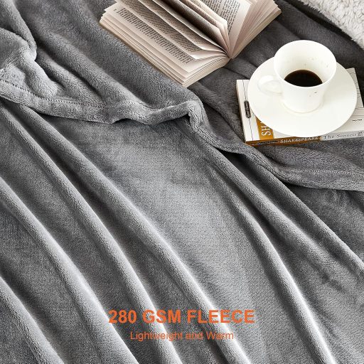 EHEYCIGA Plaid Fleece 150x200 cm Gri, Moale și Călduroasă, pentru Canapea