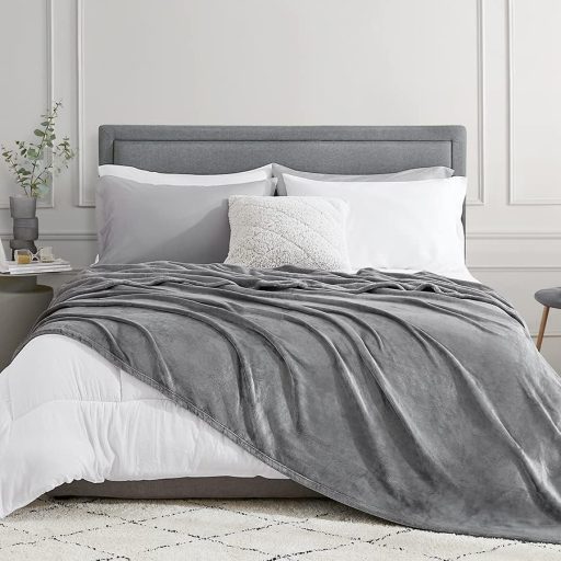 EHEYCIGA Plaid Fleece 150x200 cm Gri, Moale și Călduroasă, pentru Canapea