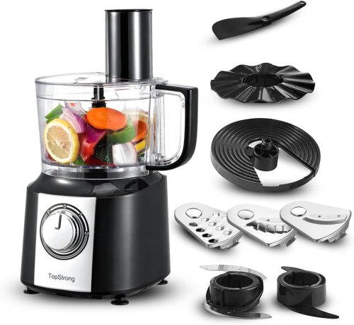 Robot de bucătărie TopStrong 800W 2L - Tocător multifuncțional, frământător și mixer cu 3 discuri de tăiere - Robot de bucătărie compact