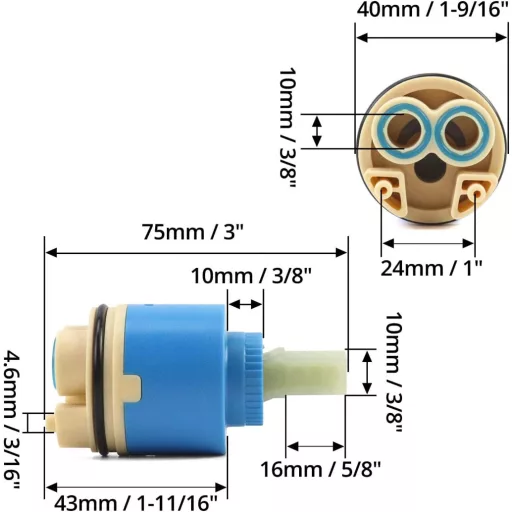 QWORK 40mm Kerámia Csappatron Konyhai Csaptelep Keverőcsaphoz
