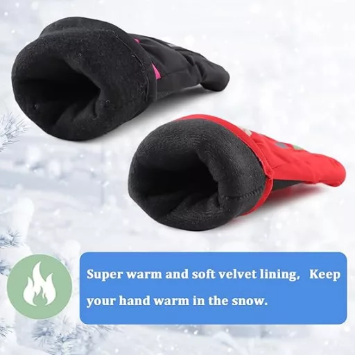 XIAOHAWANG Gyerek Síkesztyű Vízálló Hó Kesztyű Meleg Fleece Téli Kesztyű