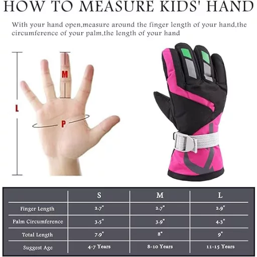 XIAOHAWANG Gyerek Síkesztyű Vízálló Hó Kesztyű Meleg Fleece Téli Kesztyű