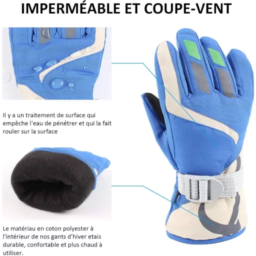 XIAOHAWANG Gyerek Sí Kesztyű Vízálló Téli Mittens 4-7 Év Fiú Lány Kerékpár Túrázás