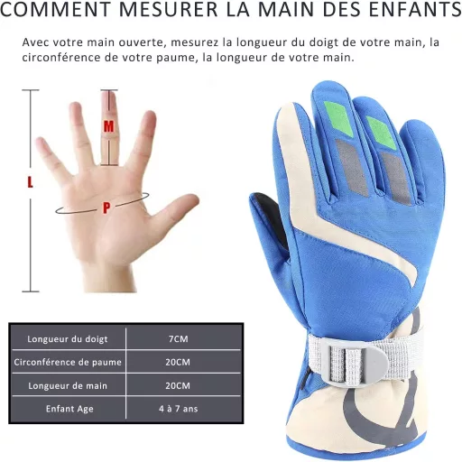 XIAOHAWANG Gyerek Sí Kesztyű Vízálló Téli Mittens 4-7 Év Fiú Lány Kerékpár Túrázás