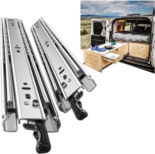 Set Șine Glisante SHUHANG pentru Sertar 850mm - Extractie Totală, Sarcină Greu, Glisiere cu Rulmenți cu Bile, cu Blocare - Capacitate de Încărcare 68kg - Montare Laterală -