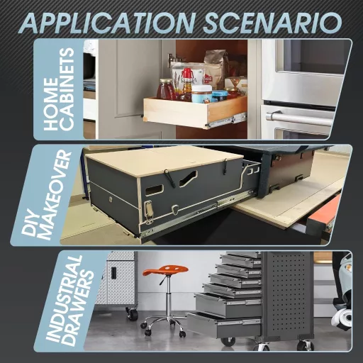 SHUHANG Sada koľajníc pre zásuvky 800mm - Guľôčkové výsuvy pre zásuvky s plným výsuvom a zámkom, nosnosť 68kg, bočná montáž, 1 pár