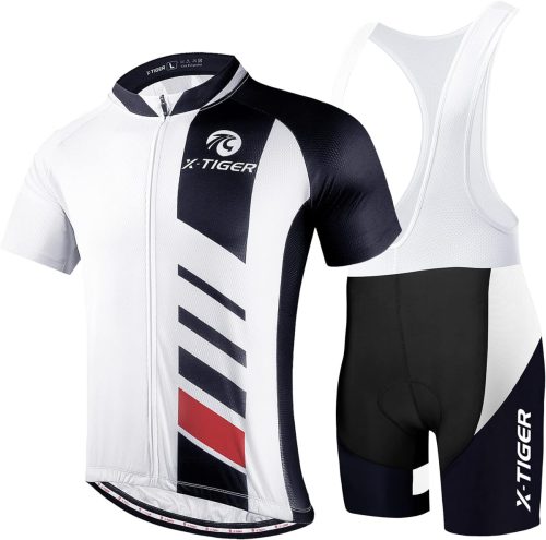Set ciclism pentru bărbați X-TIGER, mărimea L - Tricou cu mânecă scurtă și pantaloni scurți cu gel 5D, pentru ciclism montan