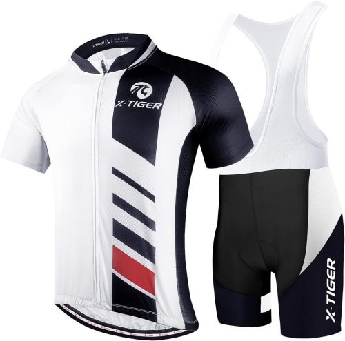 Set ciclism pentru bărbați X-TIGER, mărimea L - Tricou cu mânecă scurtă și pantaloni scurți cu gel 5D, pentru ciclism montan