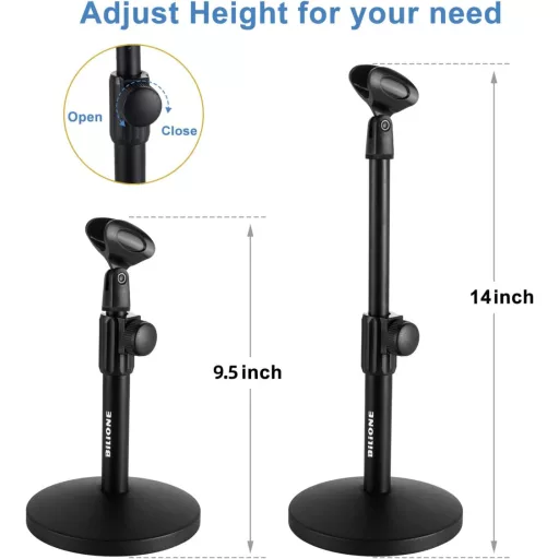 BILIONE Asztali Mikrofon Állvány Állítható Pop Filter Shock Mount Adapterrel