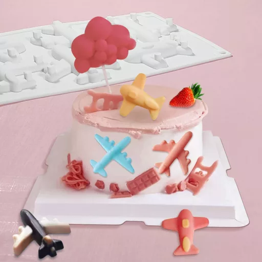 OCPO KITCHEN Formă de silicon pentru copt, avion, 3D, pentru tort, mousse, prăjituri, ciocolată, antiaderentă, fără BPA