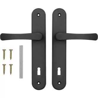   ADGO Set kvaka za vrata crna - Aluminijska unutarnja kvaka s ključanicom - Duga ploča 72 mm - Set kvaka 2 komada