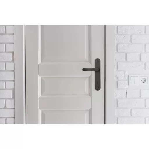 ADGO Set kvaka za vrata crna - Aluminijska unutarnja kvaka s ključanicom - Duga ploča 72 mm - Set kvaka 2 komada