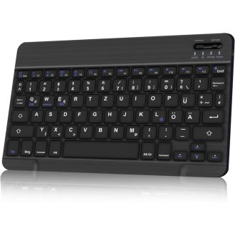   D DINGRICH Bežična osvijetljena tipkovnica za iPad 10/Air 5/Pro 11 12.9 Galaxy Tab A8 S7 FE S6 Lite QWERTZ crna