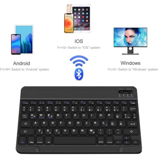 D DINGRICH Bežična osvijetljena tipkovnica za iPad 10/Air 5/Pro 11 12.9 Galaxy Tab A8 S7 FE S6 Lite QWERTZ crna