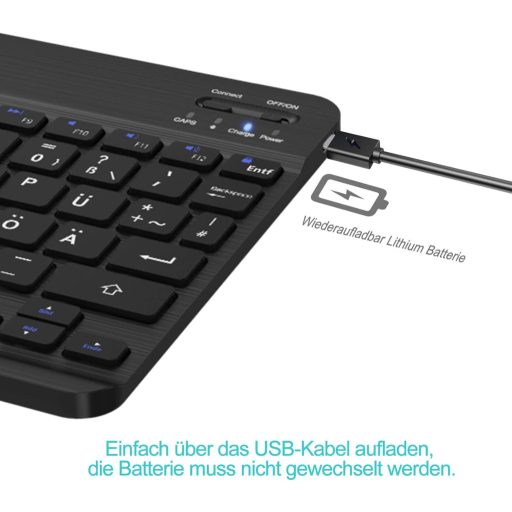 D DINGRICH Bežična osvijetljena tipkovnica za iPad 10/Air 5/Pro 11 12.9 Galaxy Tab A8 S7 FE S6 Lite QWERTZ crna