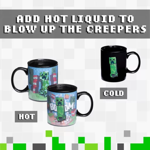 Paladone Minecraft Creeper Hőérzékeny Bögre - Hivatalos Licensz, Ajándék Gamer Rajongóknak - 1 pc. (pack of 1), Multi-coloured