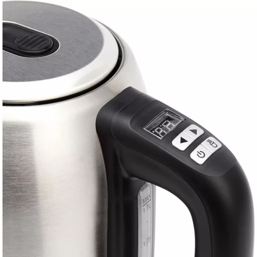 Amazon Basics Rozsdamentes Vízforraló Digitális Kijelzővel, Hőmérséklet Szabályozás, 1.7L