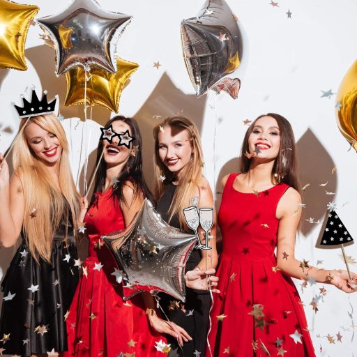 Zonon 24 darabos Party Photo Booth kellékek szett - sapka, pohár, nyakkendő, korona ezüst