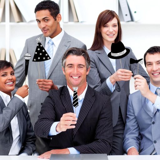 Zonon set de 24 de accesorii foto pentru petrecere - pălărie, pahar, cravată, coroană argintie