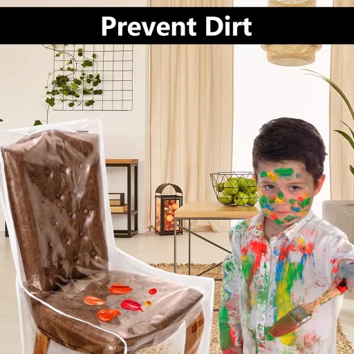 KASEEMI Átlátszó Műanyag Székvédő Huzat - Vízálló Étkező Székvédő Por, Folyadék, Állatszőr Ellen - PVC Védőborítás