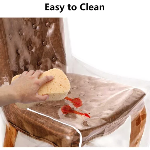 KASEEMI Átlátszó Műanyag Székvédő Huzat - Vízálló Étkező Székvédő Por, Folyadék, Állatszőr Ellen - PVC Védőborítás