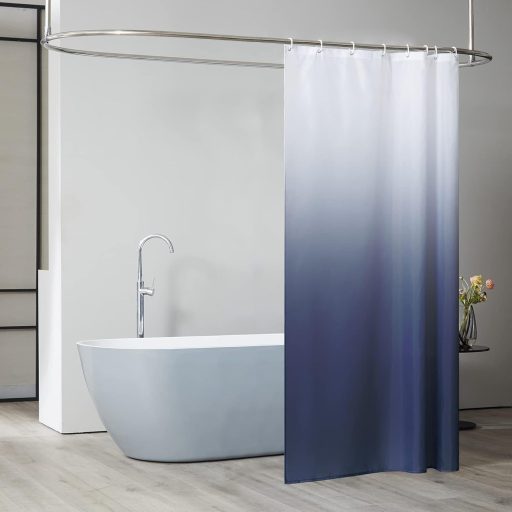 Furlinic Textil Zuhanyfüggöny Fehér-Sötétkék 120x200cm Vízálló Penészálló