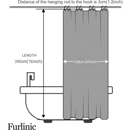 Furlinic Textil Zuhanyfüggöny Fehér-Sötétkék 120x200cm Vízálló Penészálló