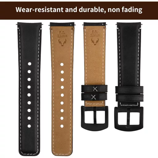 Brățară de ceas Fullmosa, din piele, 18-24mm - Curea de schimb în stil vintage pentru ceasuri Huawei, Samsung, Amazfit, Garmin, Fossil