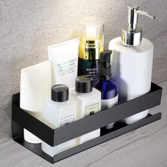   YIGII Rozsdamentes Fürdőszobai Polc Fúrás Nélkül Fekete Sampon Tartó